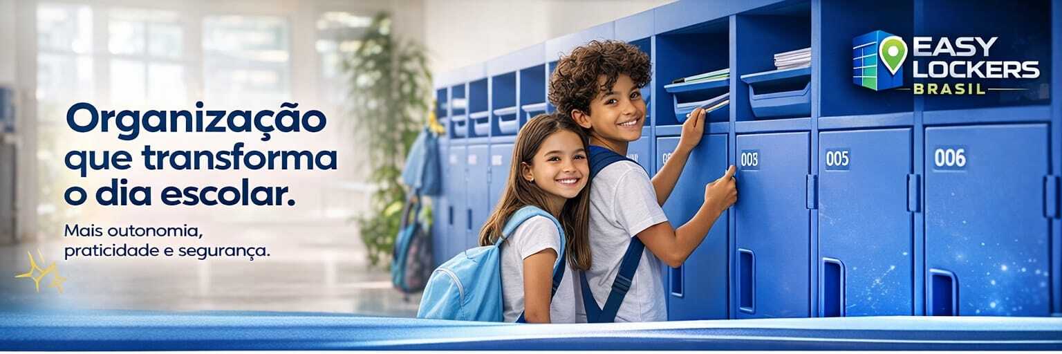 Armários escolares Easy Lockers instalados em colégio de Curitiba
